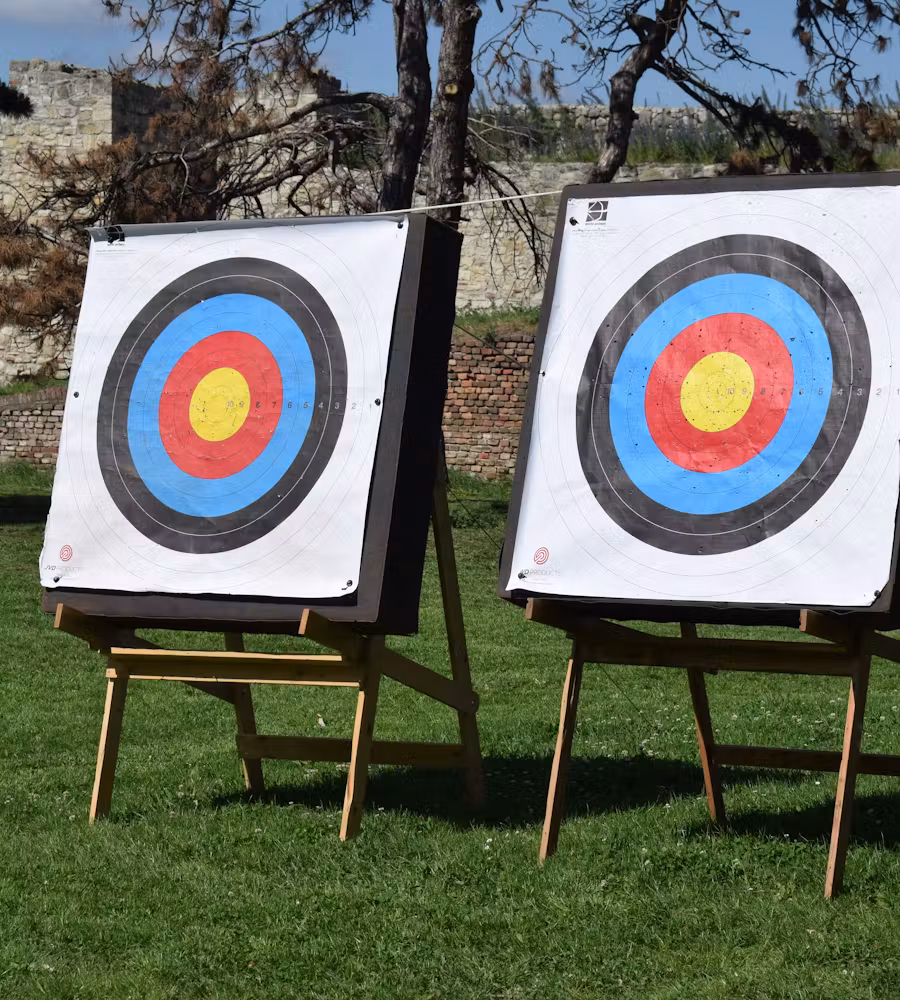 Archery targets on an outdoor range